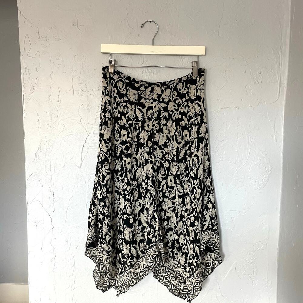 Vintage Charter Club Y2K 100% Silk Skirt Handkerchief Hem Floral Lined size 10